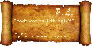Prodanovics László névjegykártya
