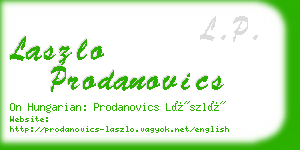laszlo prodanovics business card